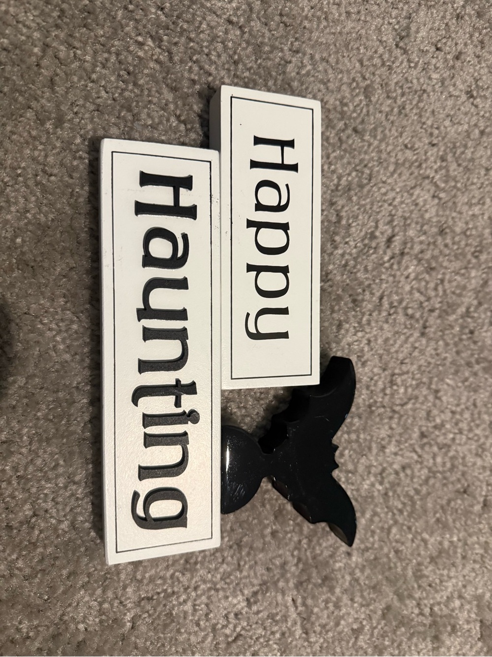 Happy Haunting Black and White Wall Plaque - Home Wall Decor
